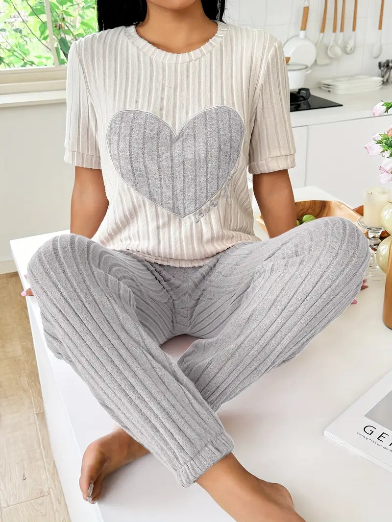 Amore Pajama Set in Ribbed Velour