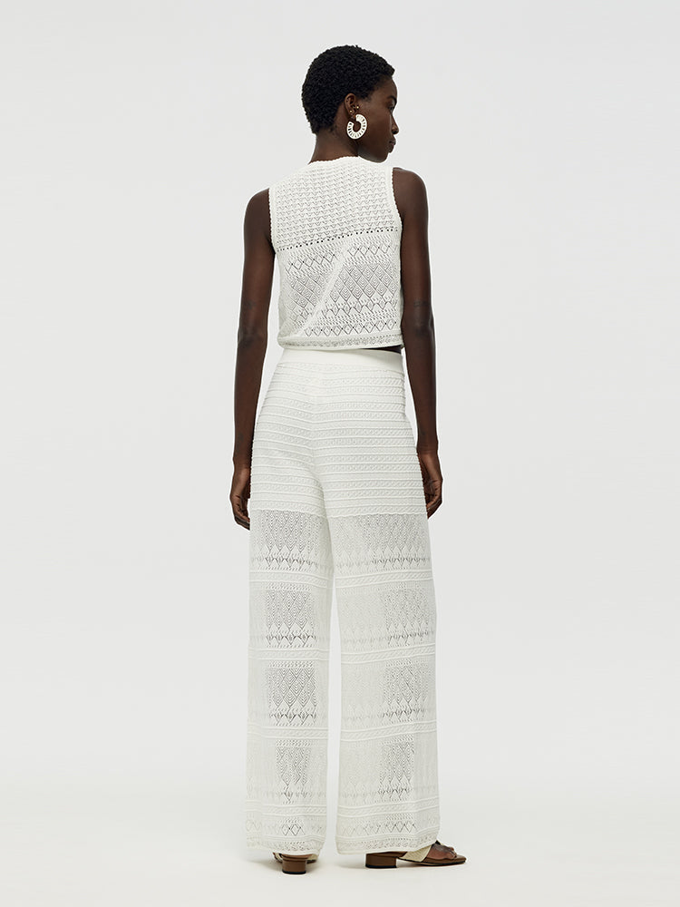 Cotton Top with Openings and Pants - Two-Piece Set