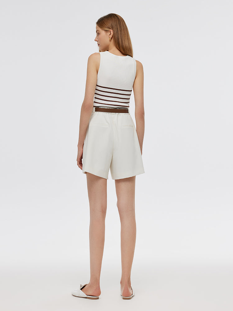 Tank top made of fabric with acetate and cotton stripes