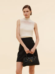 Women's Knit Top with Mock Neck in Tencel Blend