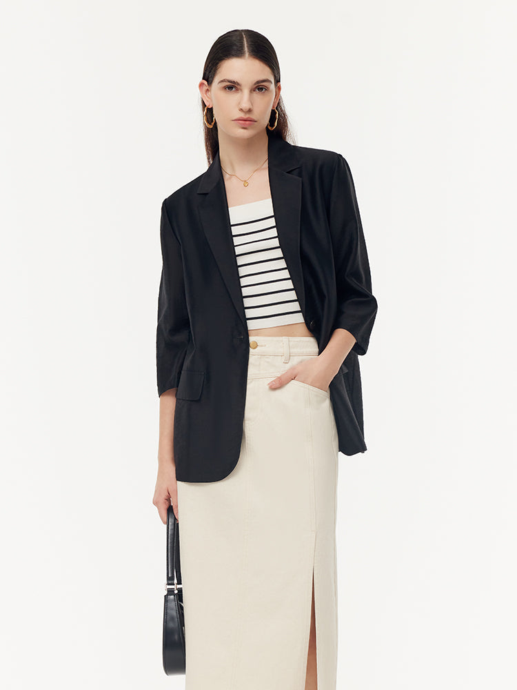 Women's Tencel Jacket with One Button