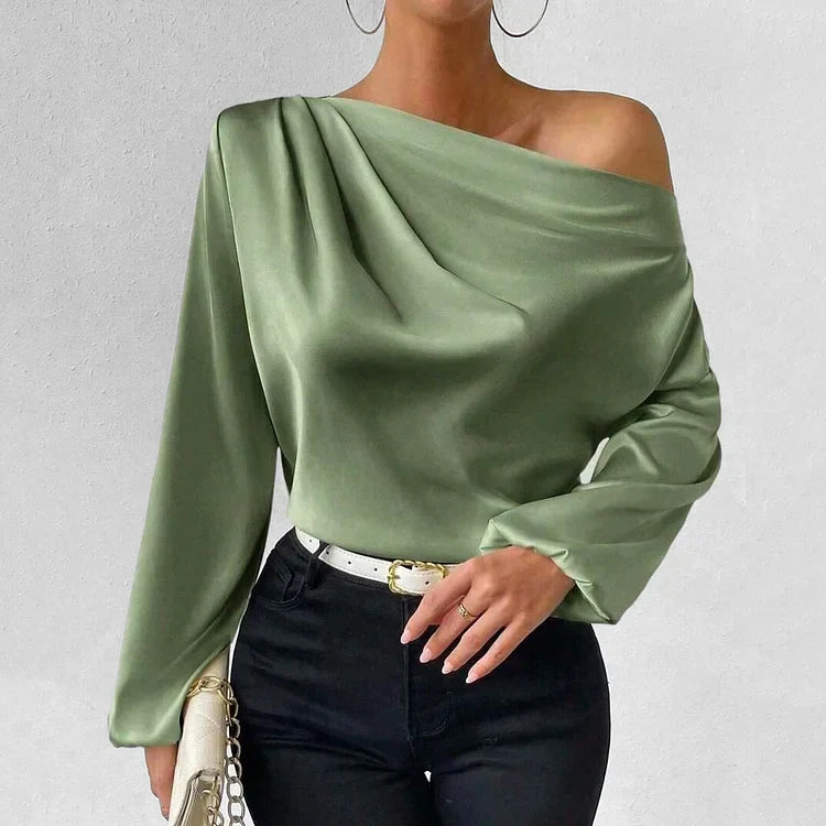 Fara | Elegant Asymmetrical Satin Blouse