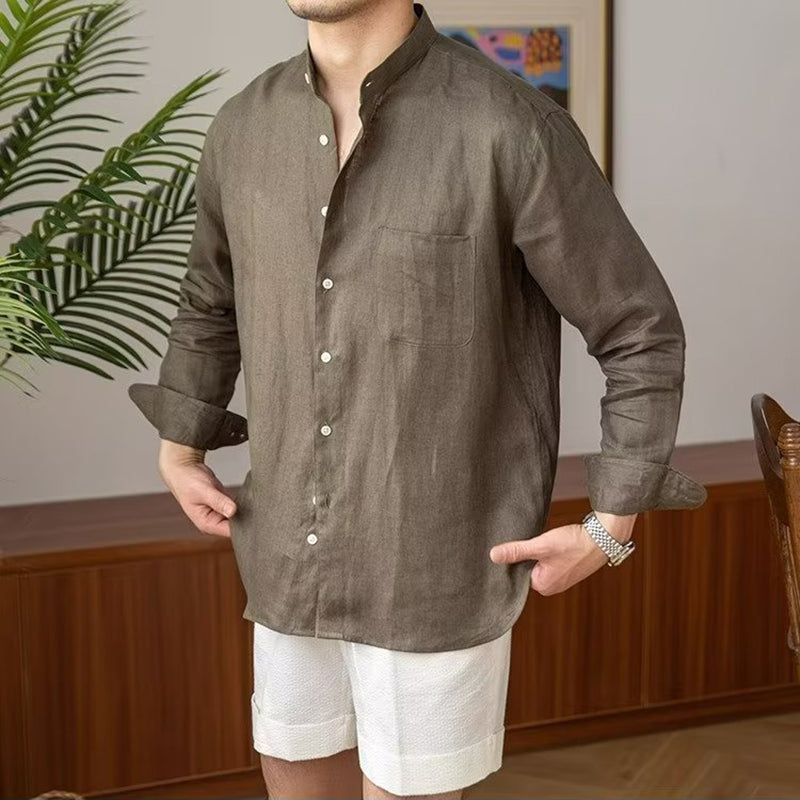 Men's Vintage Button Pocket Cotton Linen Classics Shirt