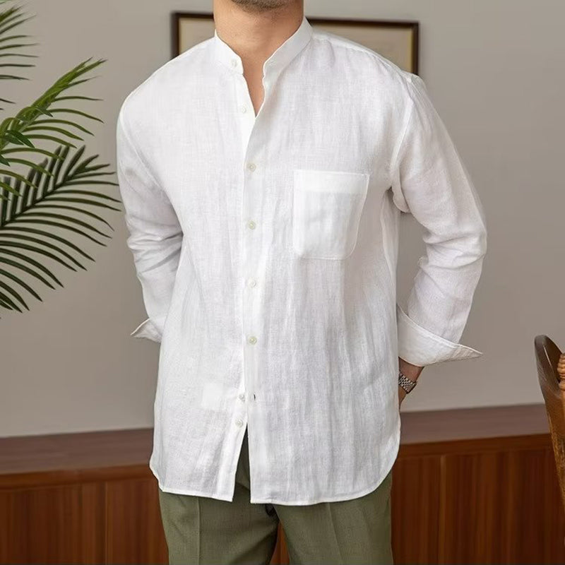 Men's Vintage Button Pocket Cotton Linen Classics Shirt
