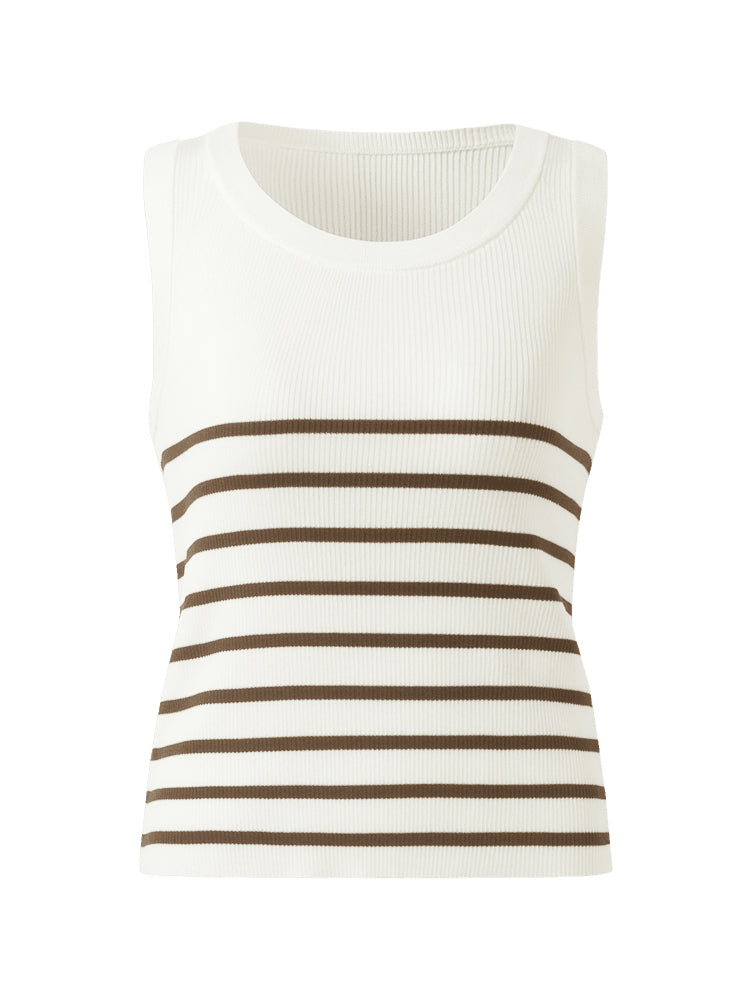 Tank top made of fabric with acetate and cotton stripes