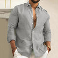 Dorian | Men's Vintage Solid Color Cotton And Linen Shirt