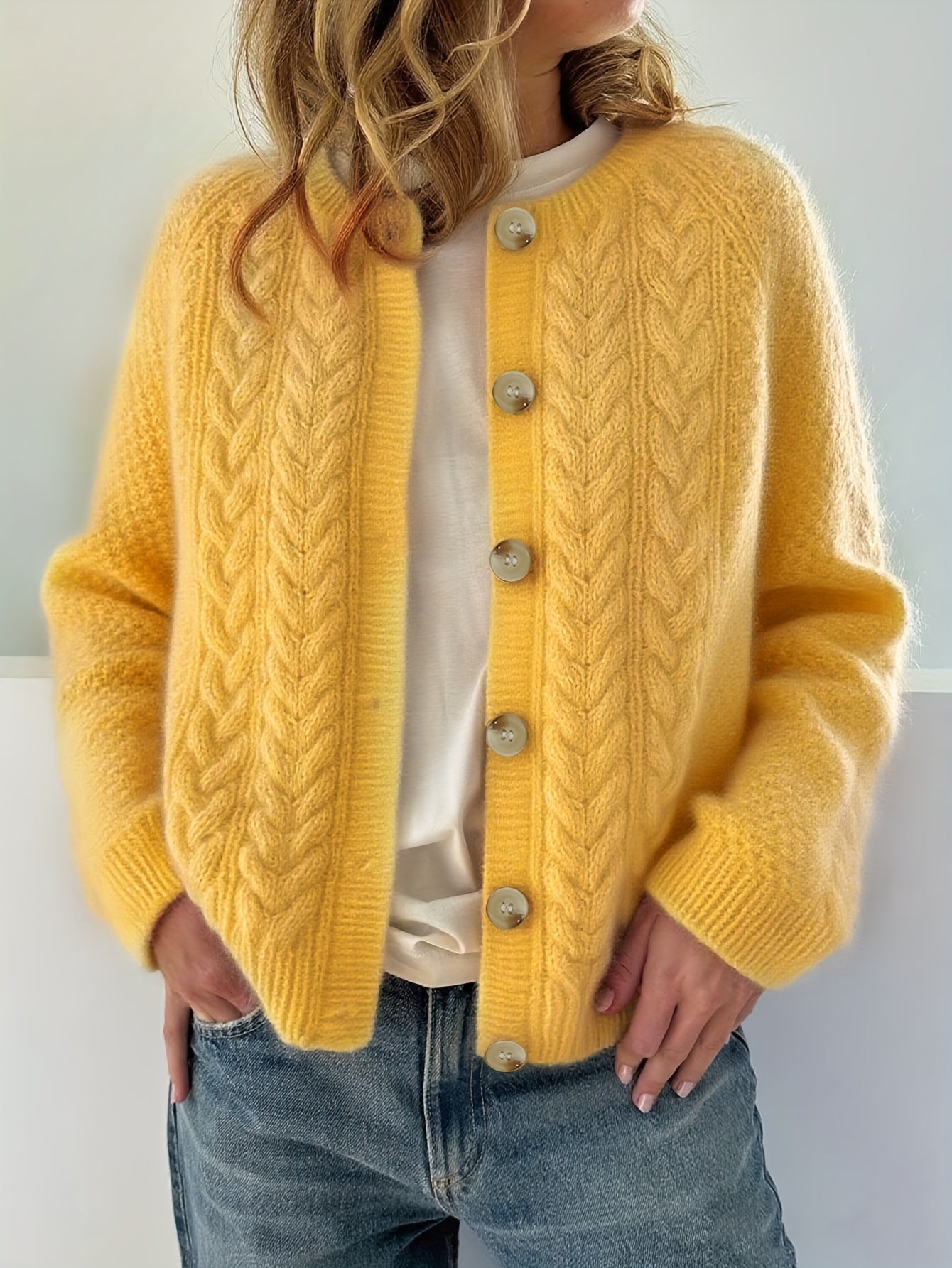 Dwina™ Cardigan with Buttons and Cable Knit Pattern