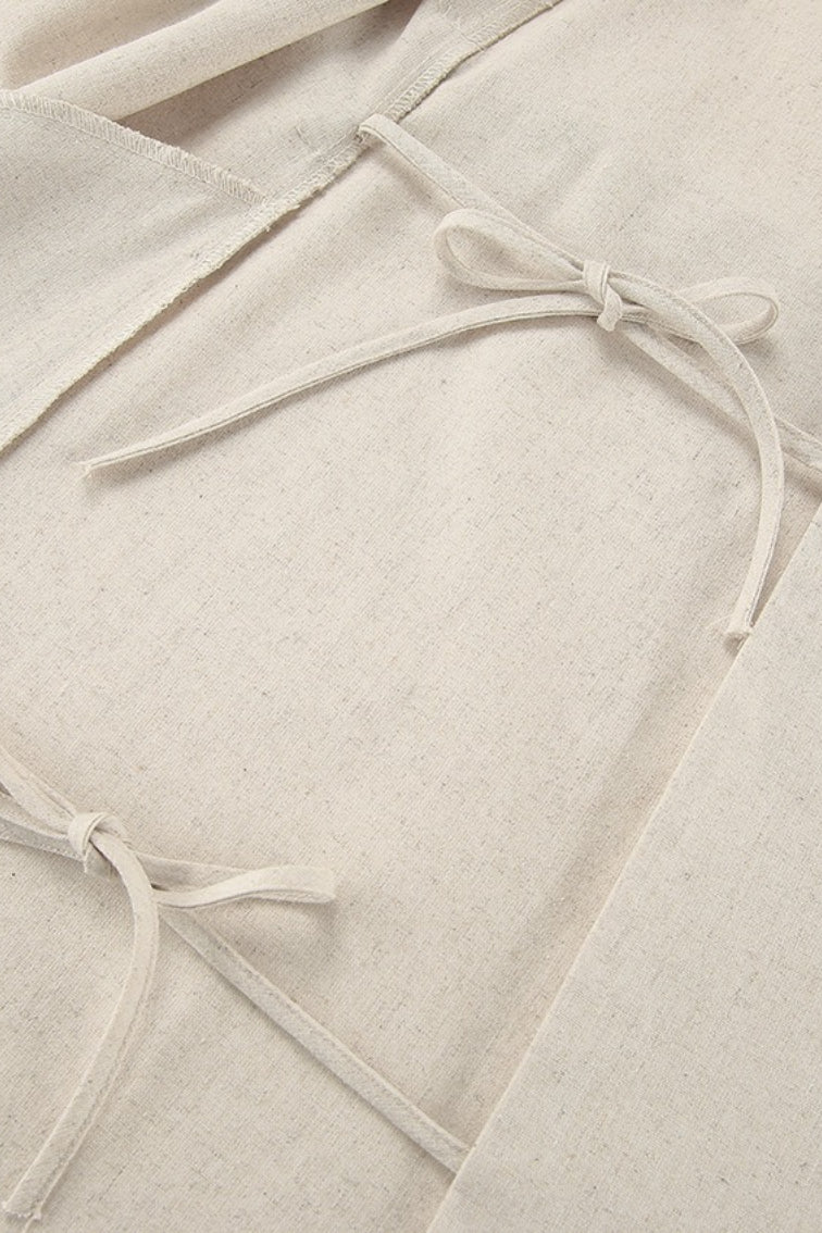 Alouette | Linen Cotton High Waist Slit Tie Maxi Dress