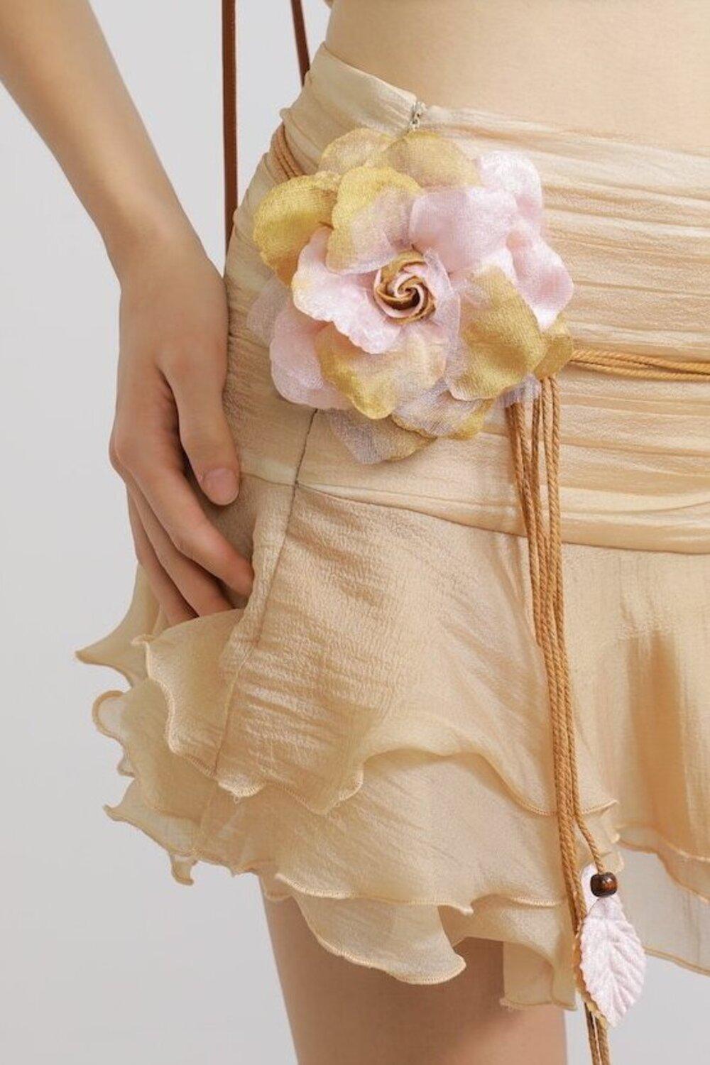 Camellia Floral Chiffon Belt