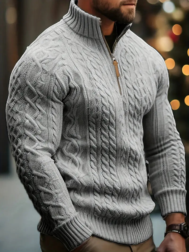 Rabada | Pullover with Half Zipper and Stand-Up Collar
