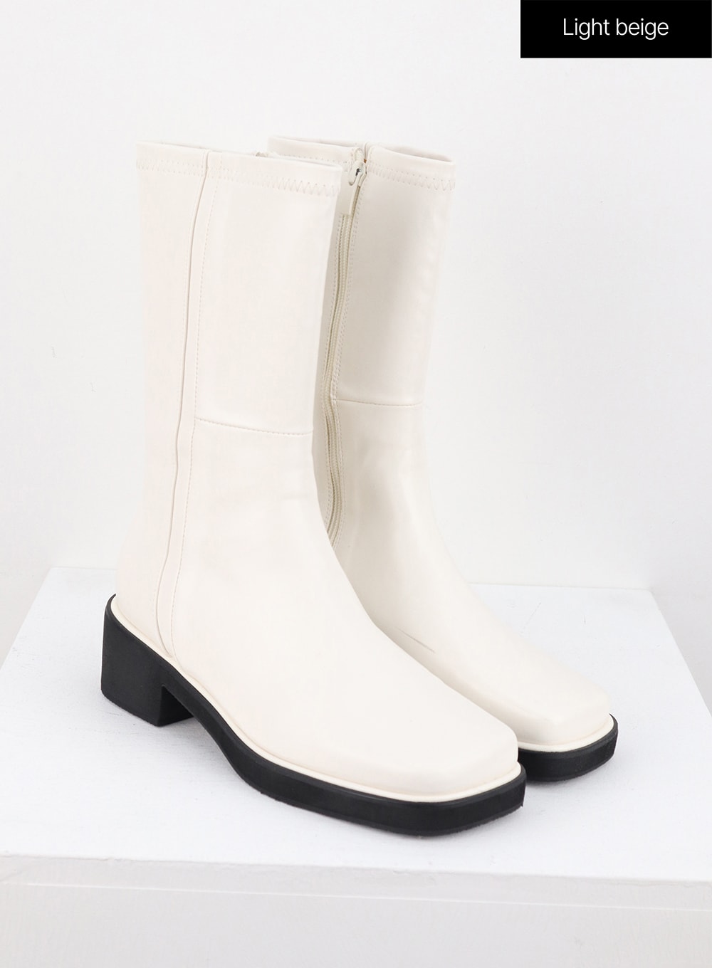 Faux Leather Boots with Side Zipper OS302