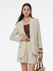 100% Linen Women's Jacket with Back Slit and One Button