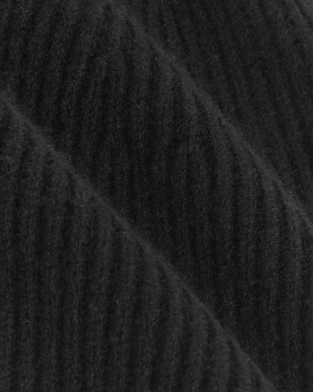 Cashmere Beanie with Ribbed Hem | Black