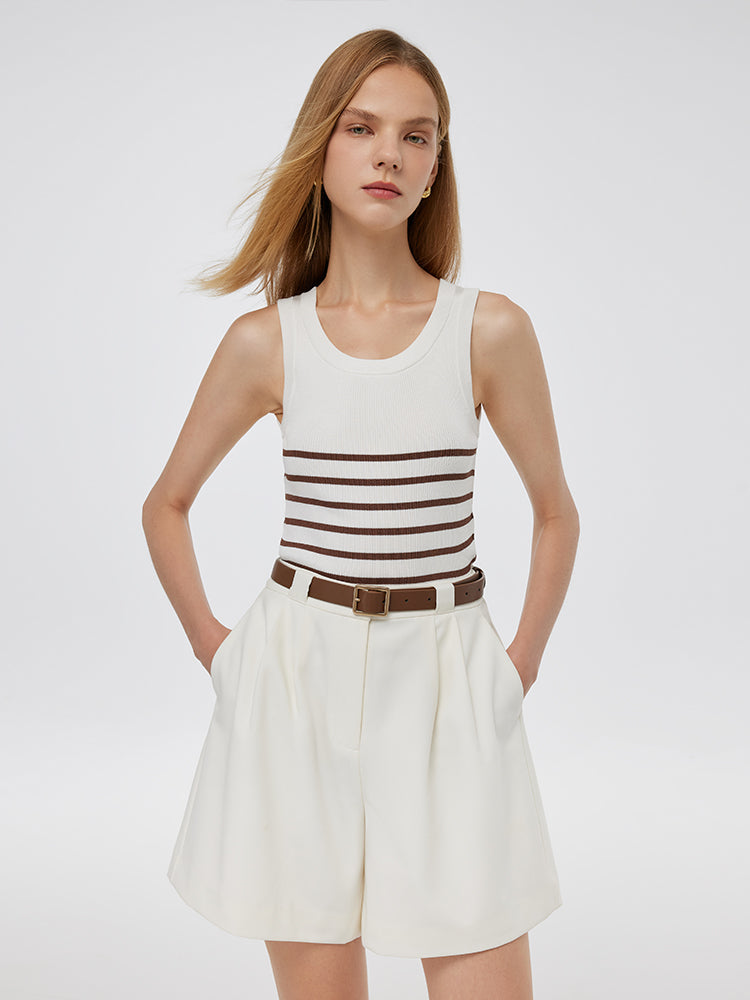 Tank top made of fabric with acetate and cotton stripes