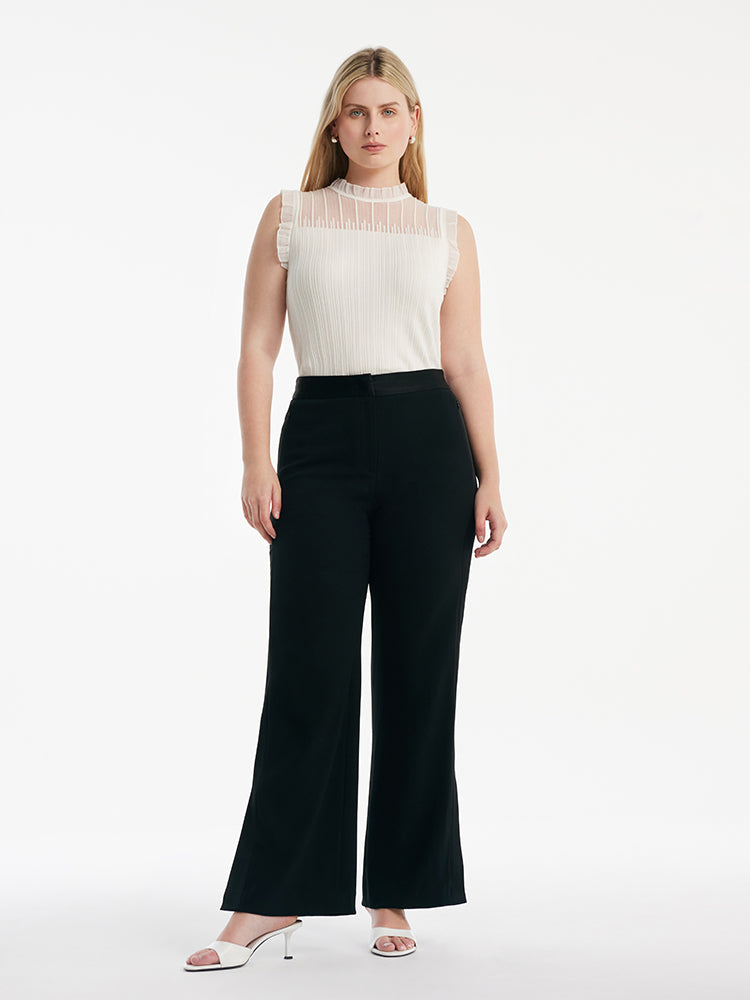 Women's Top with Ruffles Made of Tencel and Wool