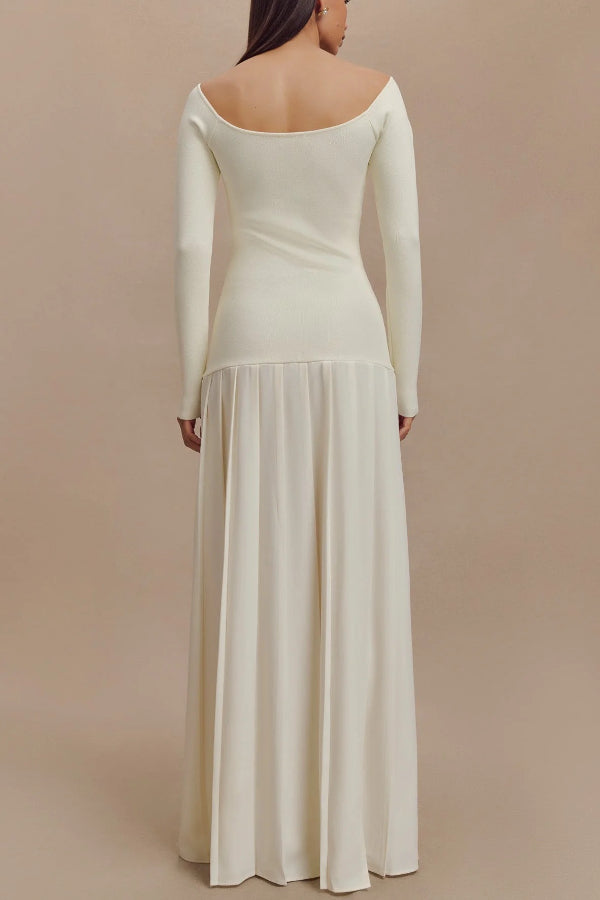 Jasmin Retro Maxi Dress with Bardot Neckline