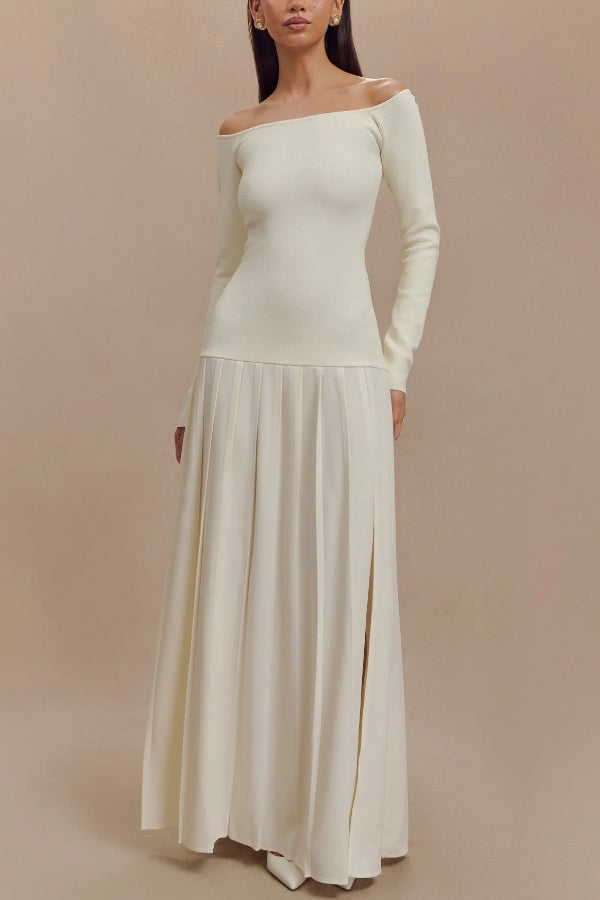 Jasmin Retro Maxi Dress with Bardot Neckline