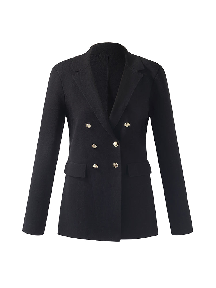 Women's Sweater Blazer with Stretchable Collar