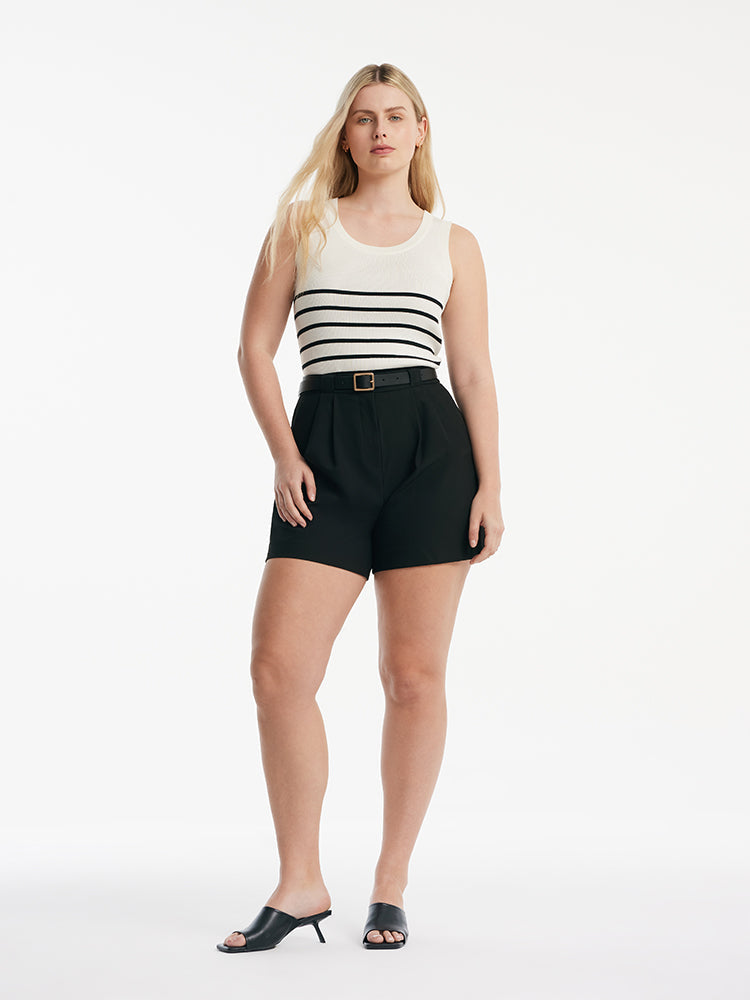 Tank top made of fabric with acetate and cotton stripes