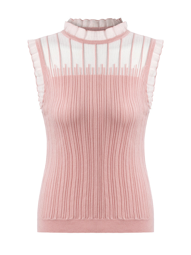 Women's Top with Ruffles Made of Tencel and Wool