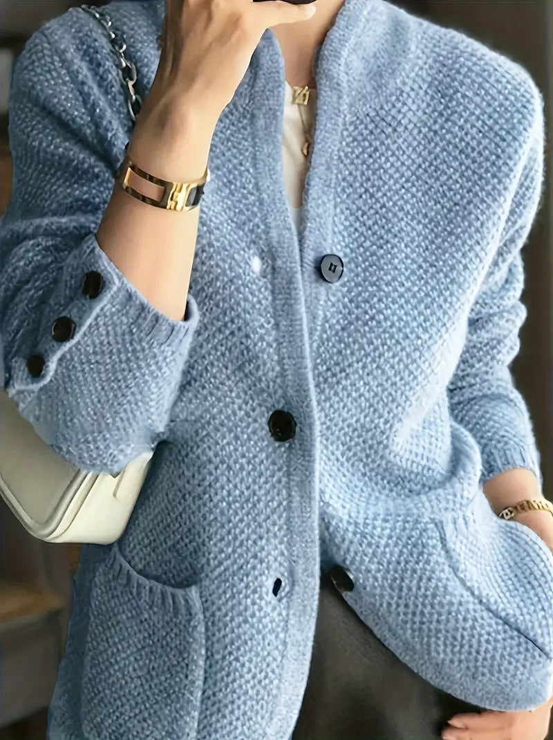 Women's Cardigan – Wool Blend, Button Design & Classic Comfort