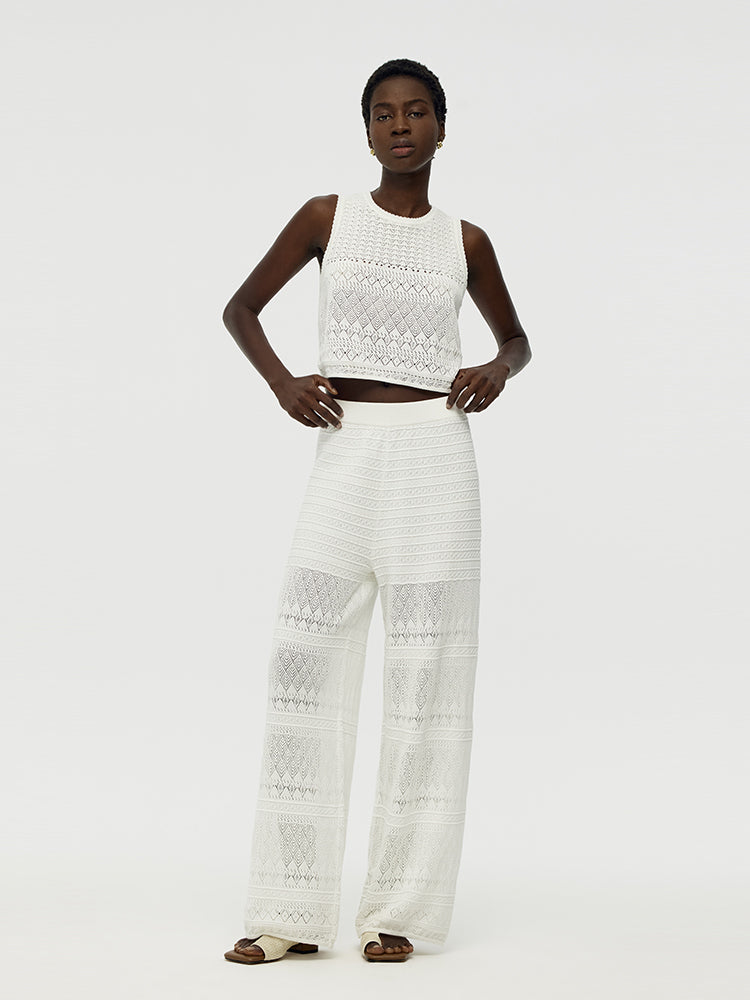 Cotton Top with Openings and Pants - Two-Piece Set