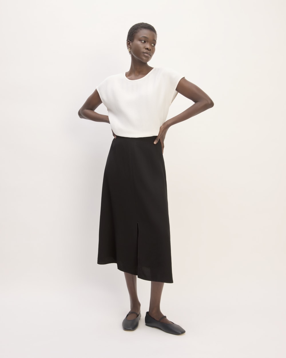 Mini Jacquard Slip Skirt | Black
