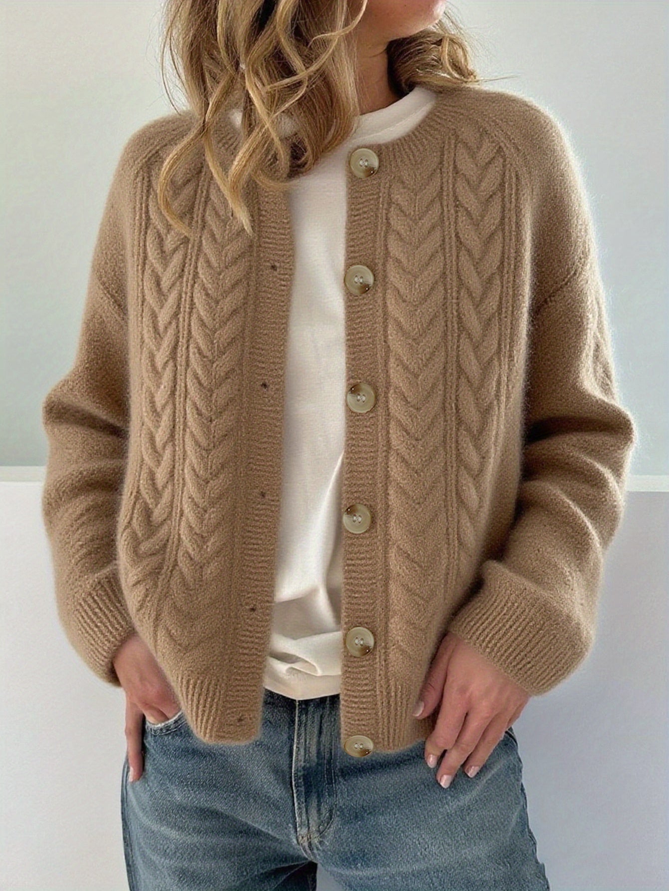 Dwina™ Cardigan with Buttons and Cable Knit Pattern