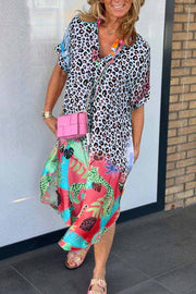 Phoebe - Casual Dress with Leopard Print and Short Sleeves