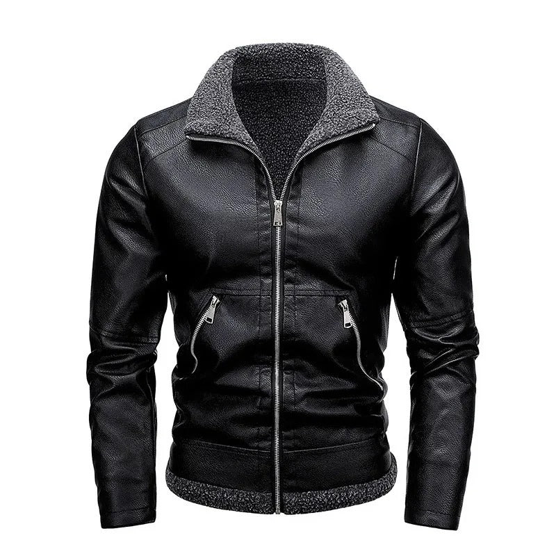 Elegant Fleece-Leather Jacket