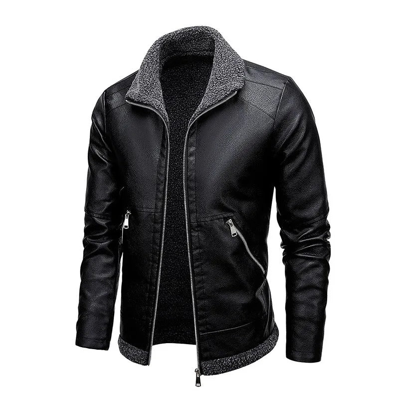Elegant Fleece-Leather Jacket