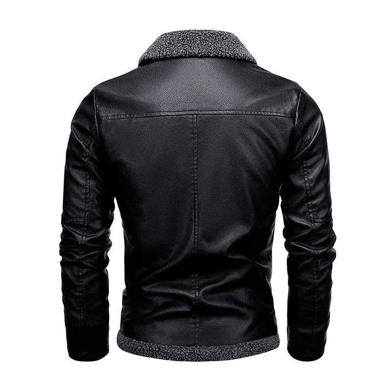 Elegant Fleece-Leather Jacket