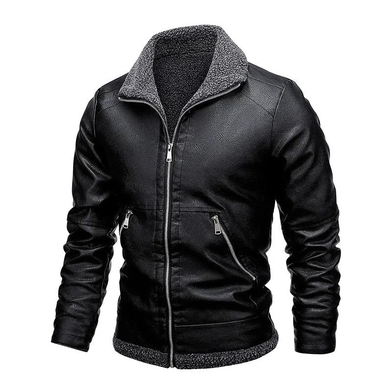 Elegant Fleece-Leather Jacket