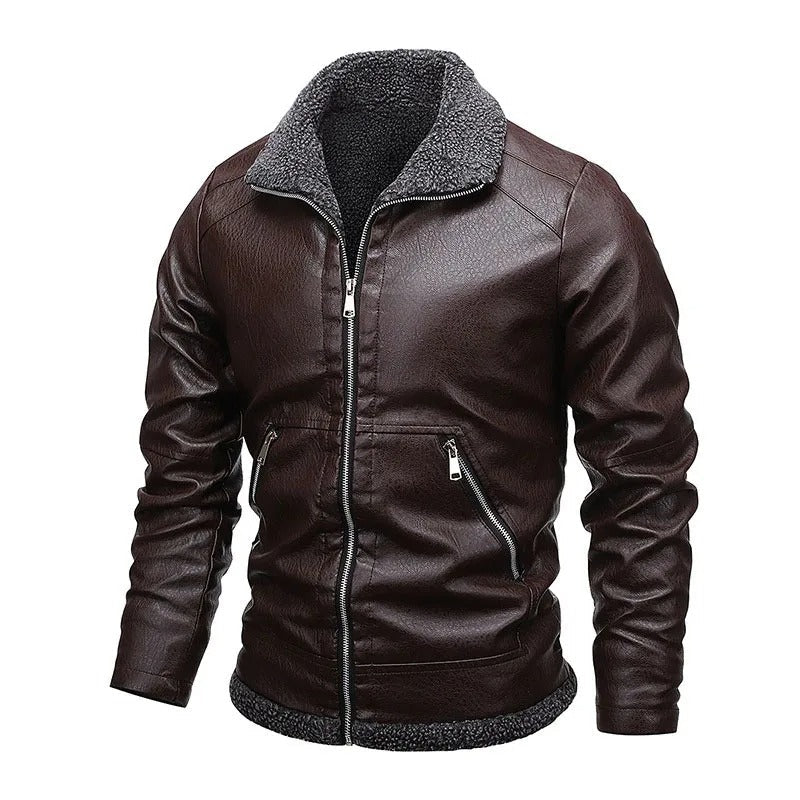 Elegant Fleece-Leather Jacket