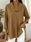 Gaetanaa | Retro Jeans Blouse with Shawl Collar