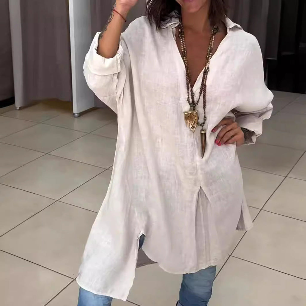 White Long Shirt in Oversized Look