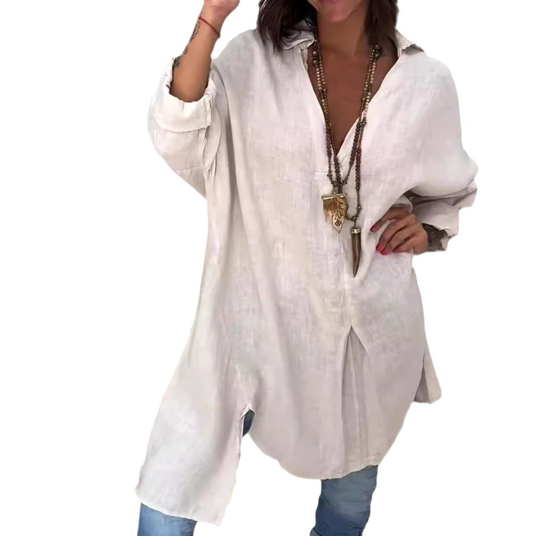 White Long Shirt in Oversized Look