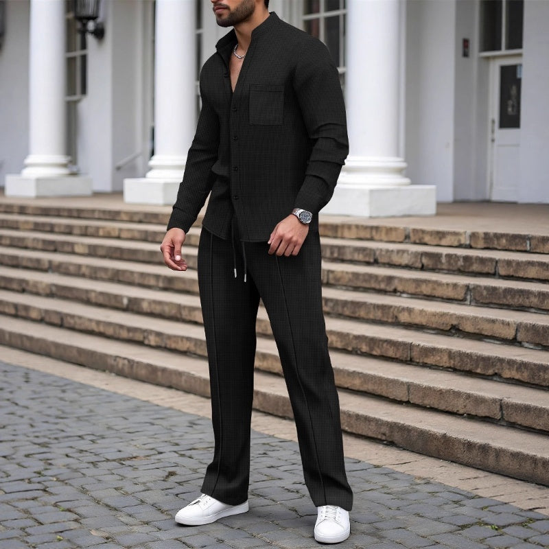 Henry | Casual Waffle Shirt Pants Set