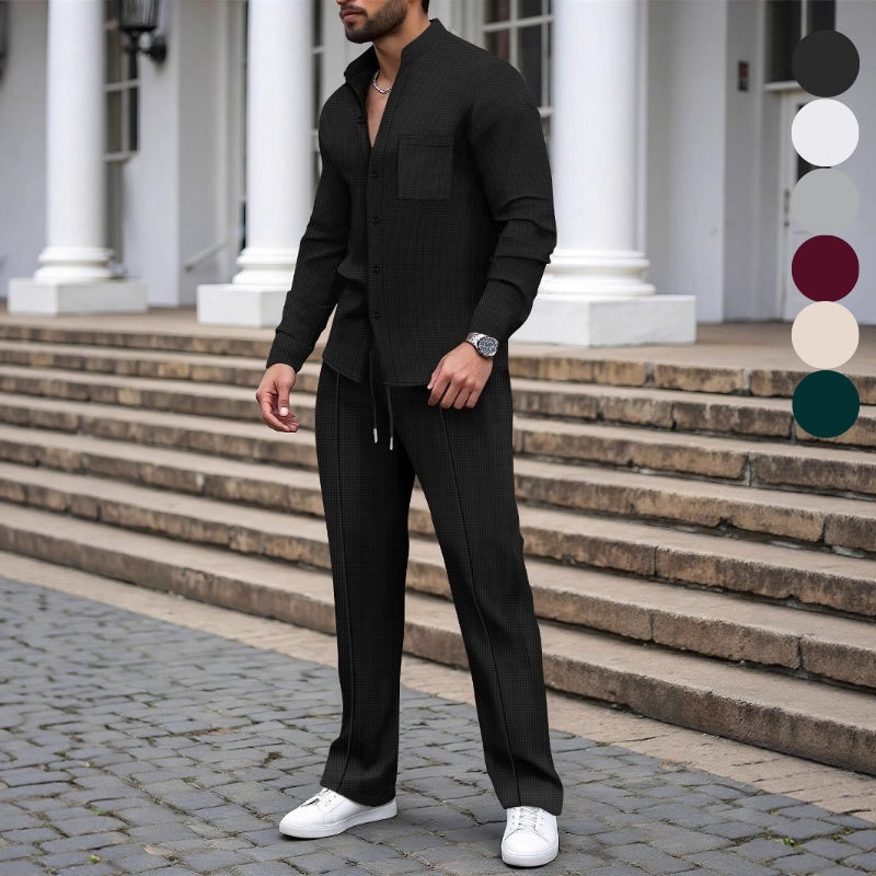 Henry | Casual Waffle Shirt Pants Set
