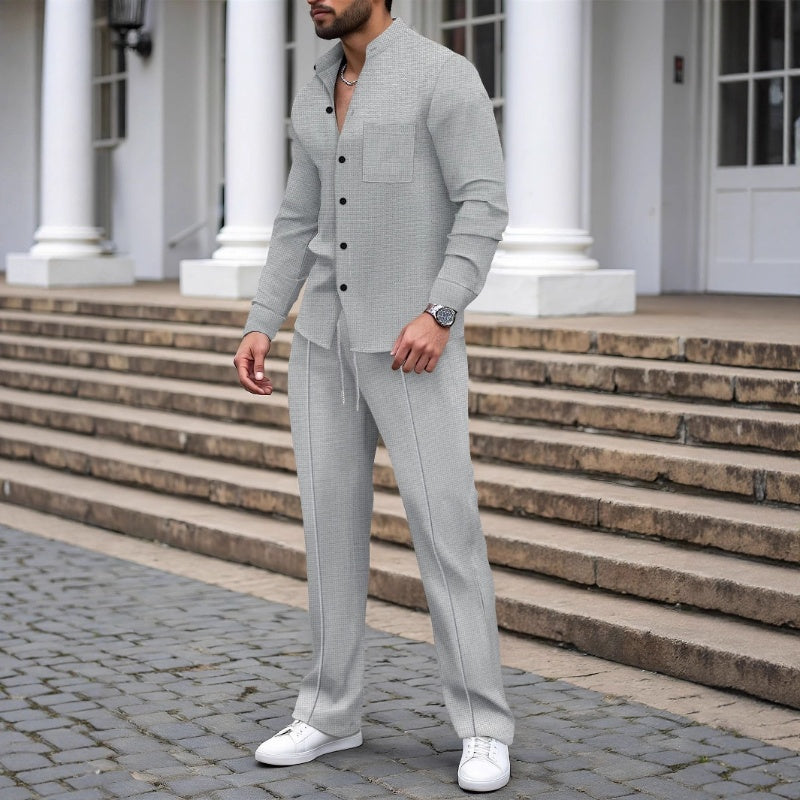 Henry | Casual Waffle Shirt Pants Set