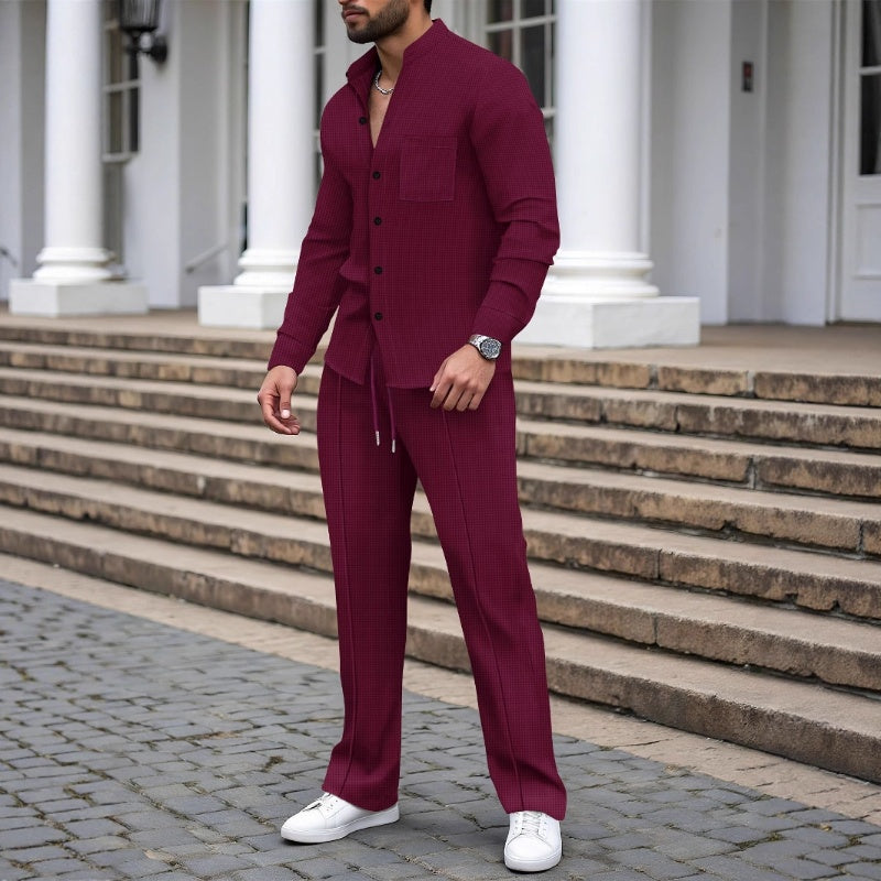 Henry | Casual Waffle Shirt Pants Set
