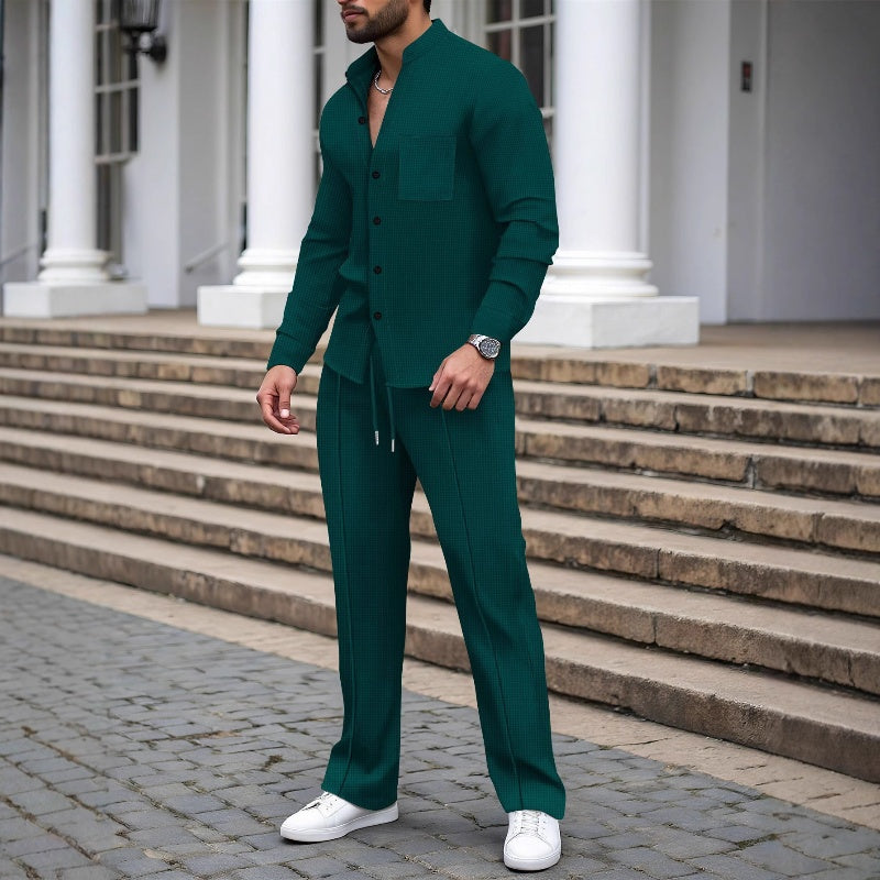 Henry | Casual Waffle Shirt Pants Set