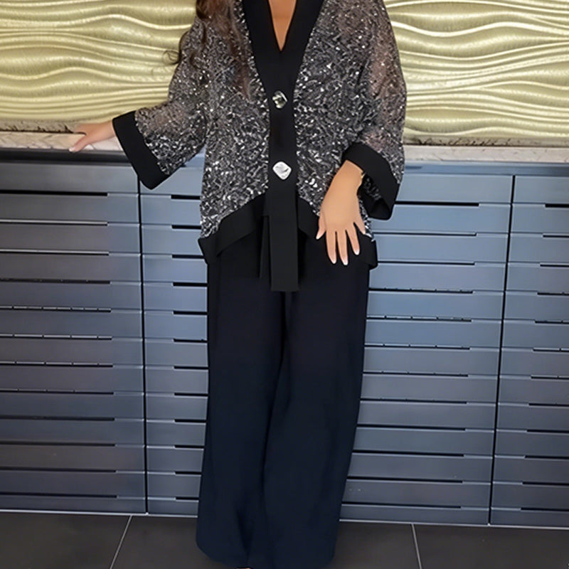 Karla | Cardigan + Wide Pants Set