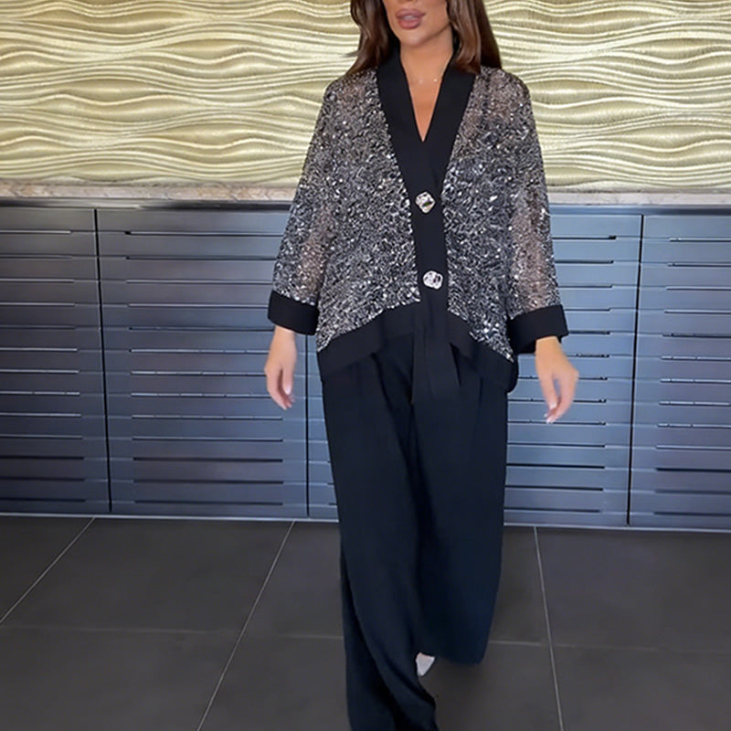 Karla | Cardigan + Wide Pants Set