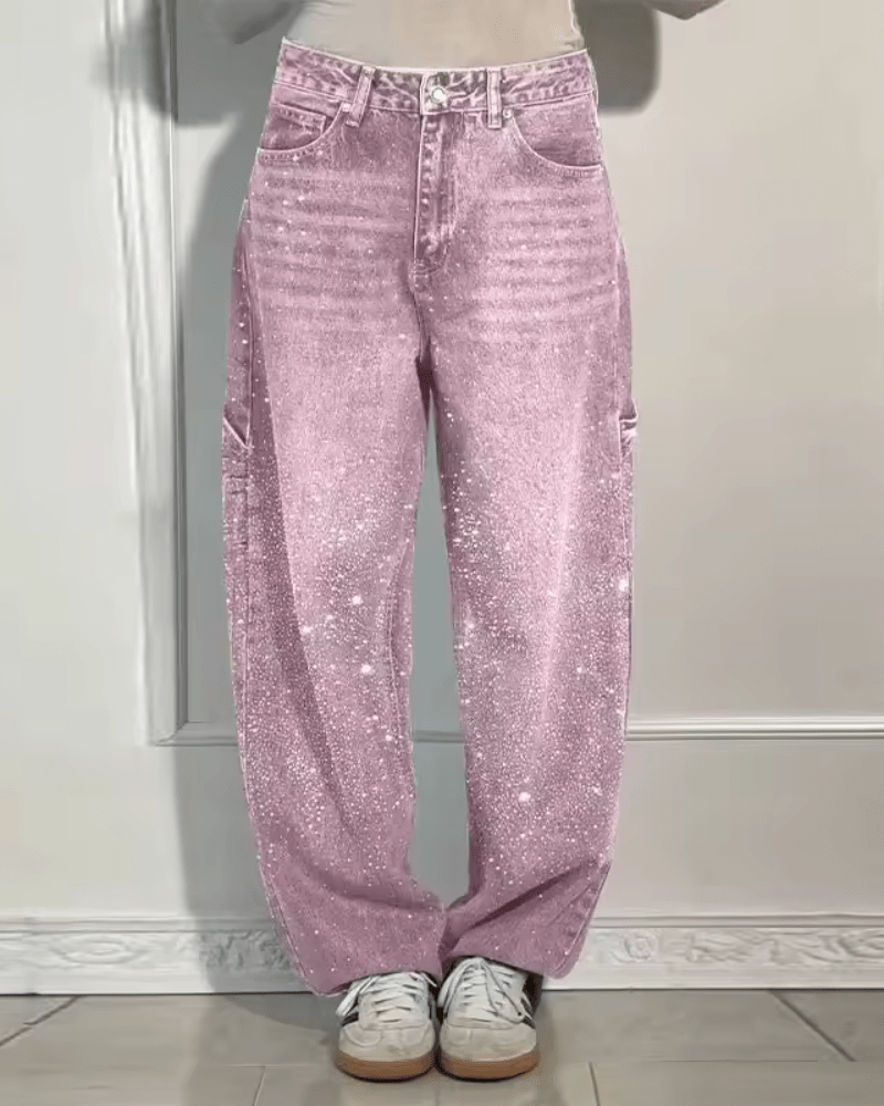 Rooraora | Trendy Balloon Carpenter Jeans with Glitter