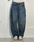 Rooraora | Trendy Balloon Carpenter Jeans with Glitter