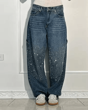Rooraora | Trendy Balloon Carpenter Jeans with Glitter