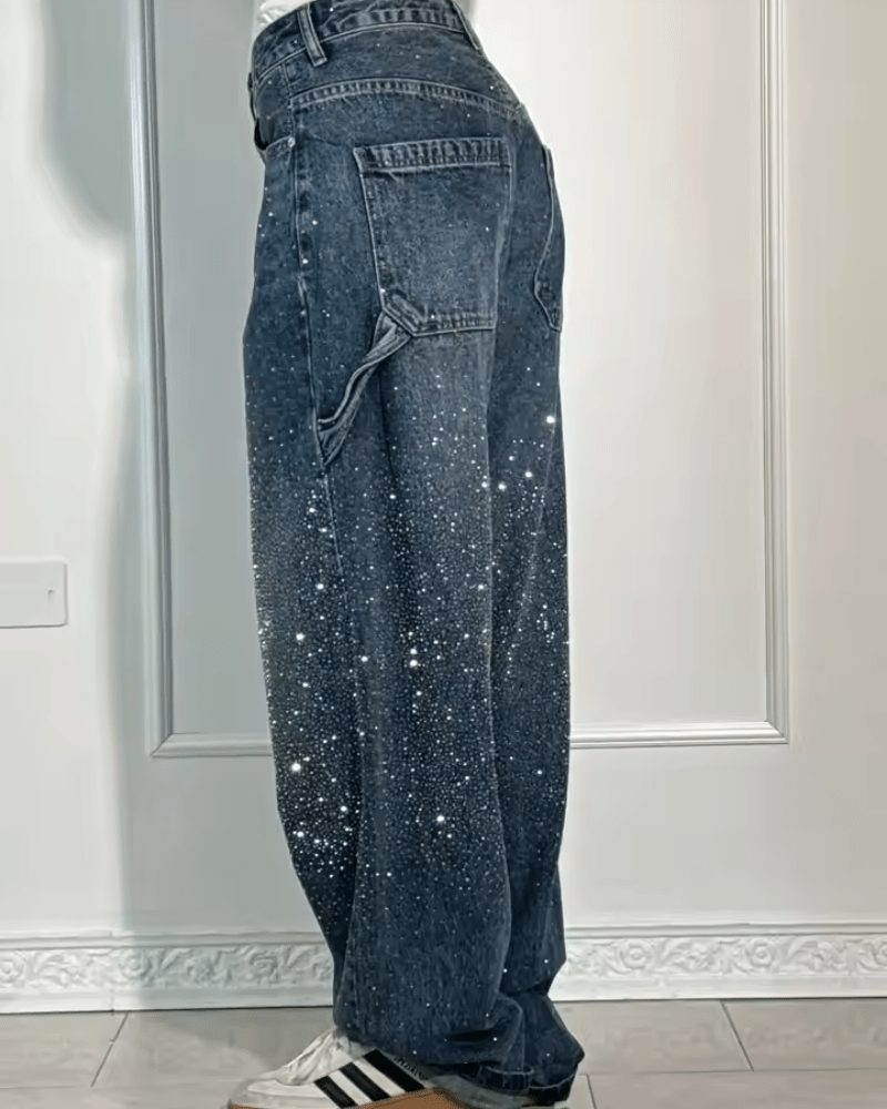 Rooraora | Trendy Balloon Carpenter Jeans with Glitter