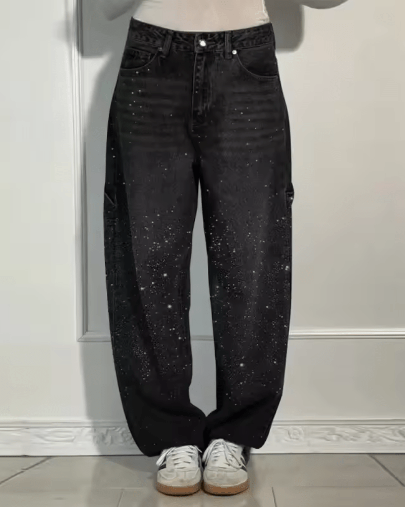 Rooraora | Trendy Balloon Carpenter Jeans with Glitter