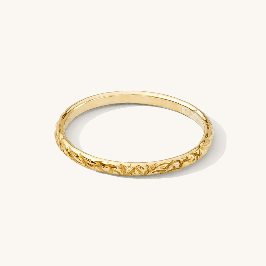 Thin Ring with Floral Pattern